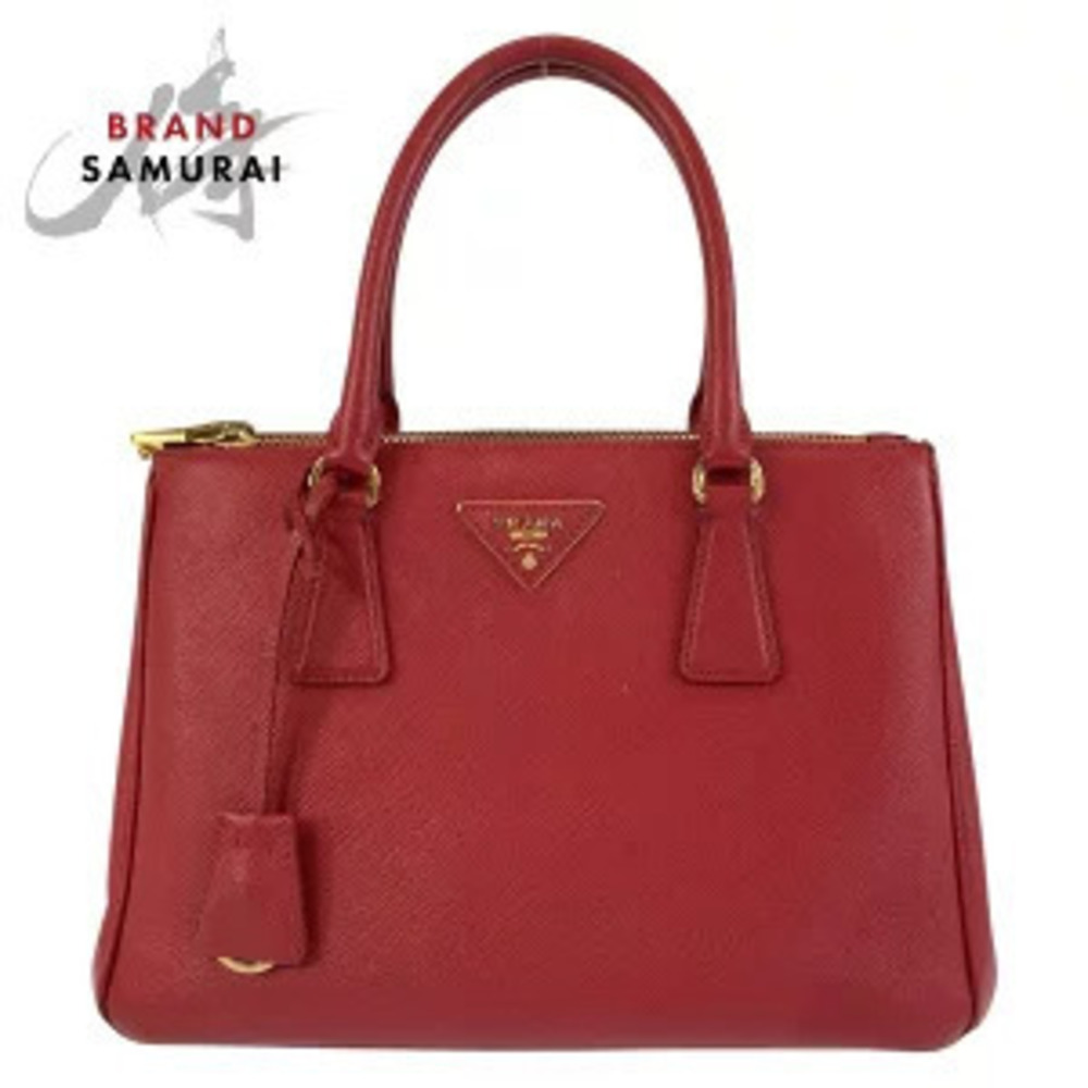 Prada Saffiano Galleria Red Leather Handbag Tote Bag